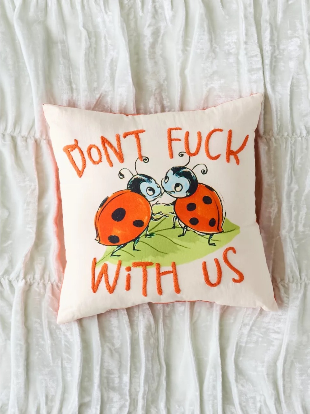 Urban Outfitters Around The Pond Critter Embroidered Throw Pillow
